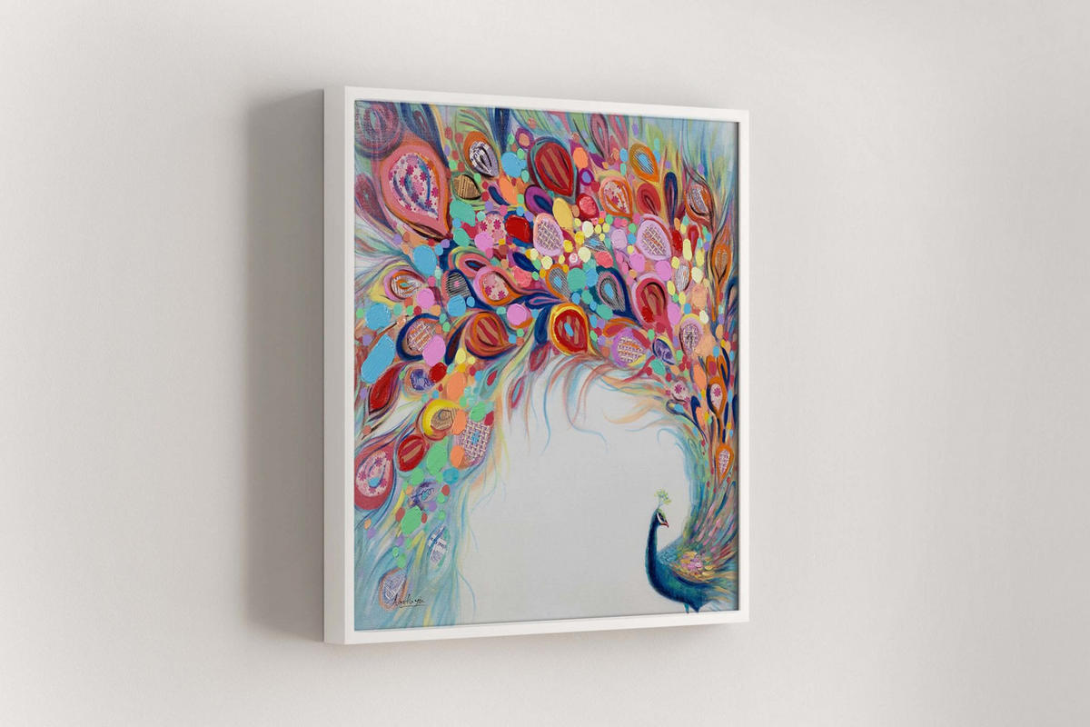 OLEJOMAĽBA 80/80 cm, Zvieratá - oranžová/viacfarebná, drevo/textil (80/80cm) - KUNSTLOFT