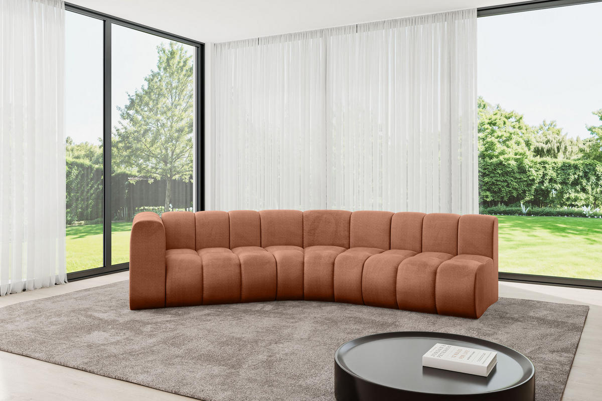 ECKSOFA modulares Sofa Karex-L1 - 308x194x70 cm Apricot - Koralle, Holzwerkstoff/Textil (308/194cm) - ALTDECOR