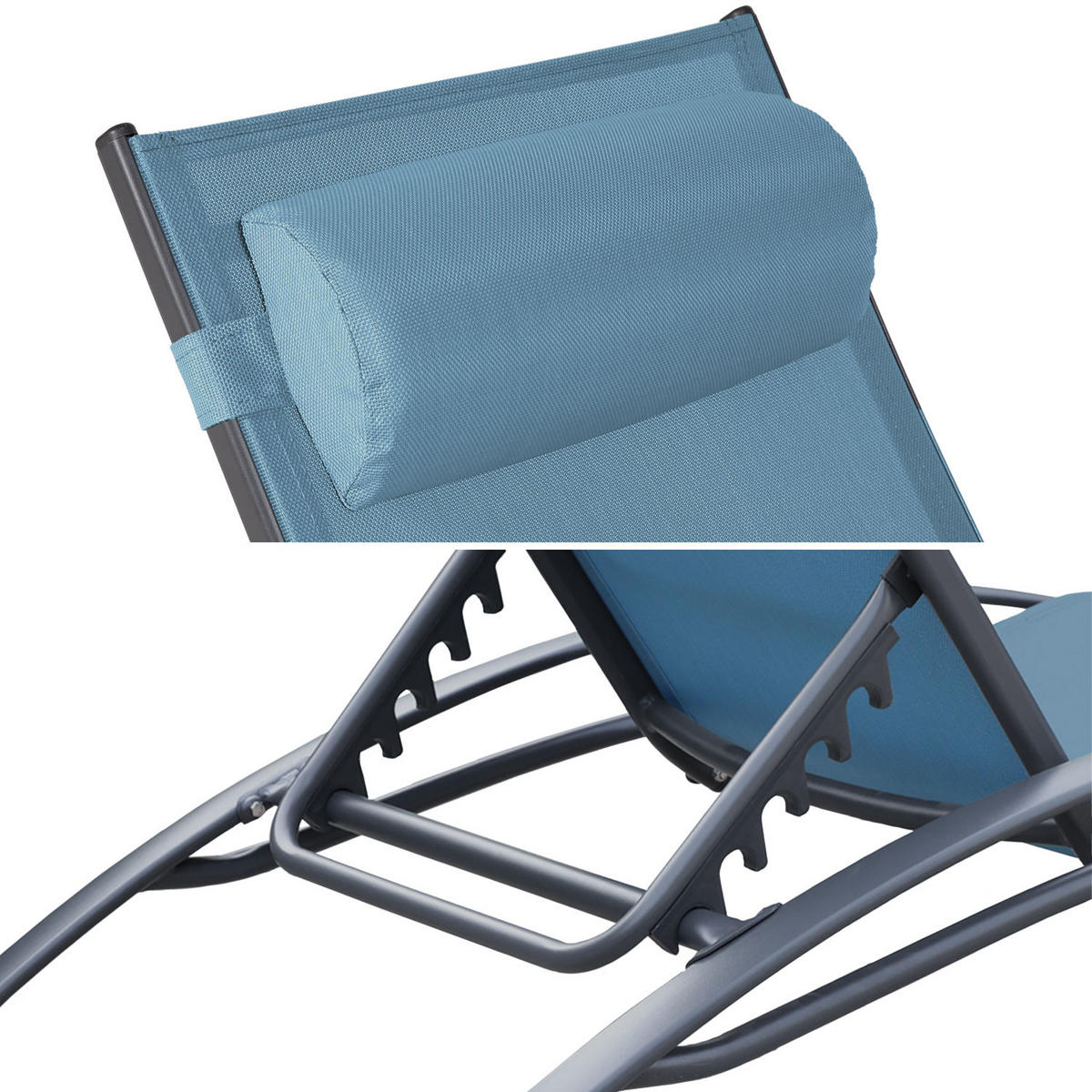 LIEGEN GALAPAGOS Blaugrau und Anthrazitgrau 2er-Set - Blau, Metall (64/87/178cm) - Happy Garden