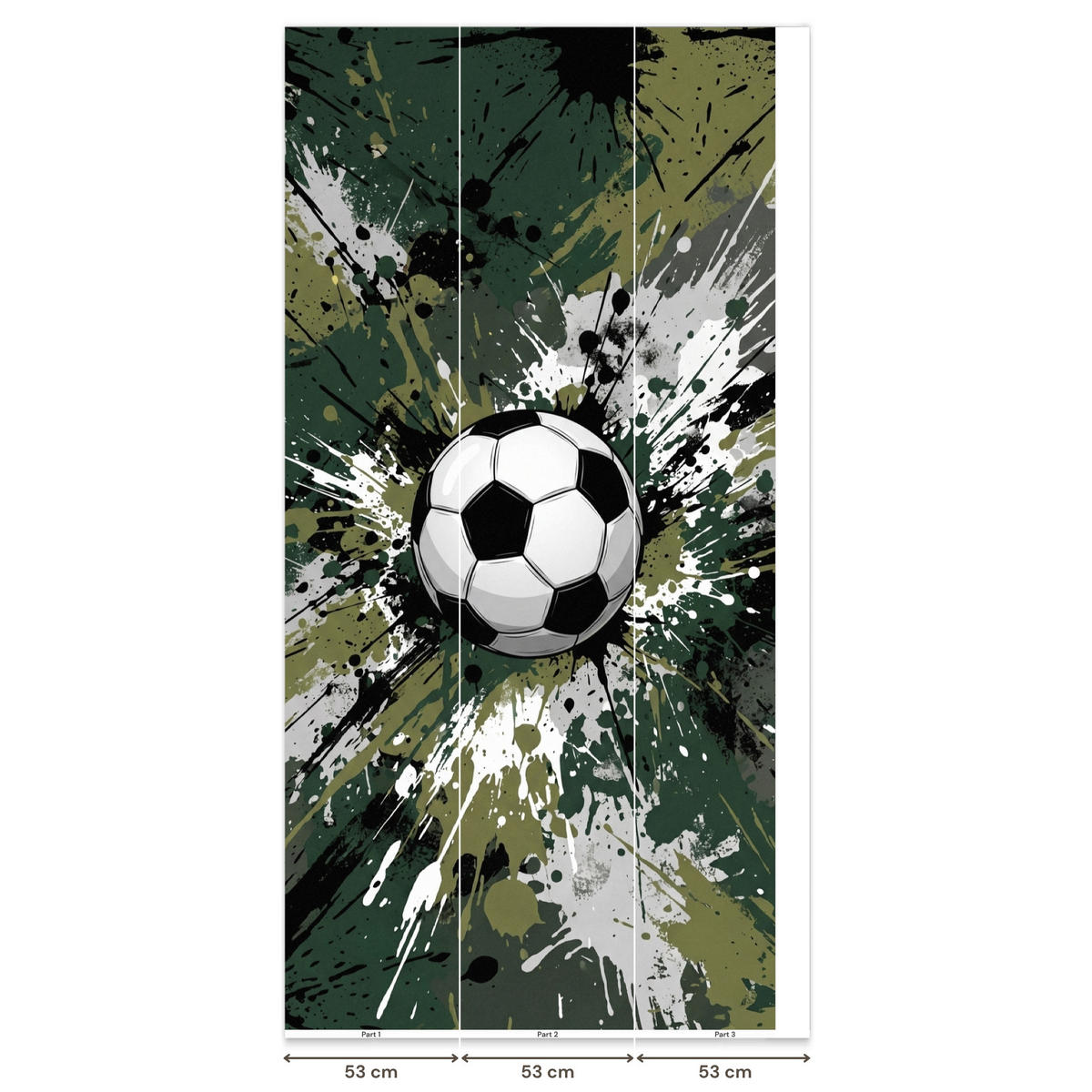 KINDERTAPETE - Fußball - Farbe - Spritzer - Grün - 140x300 cm - Dunkelgrün, Papier (140/300cm) - OnlyWow