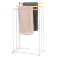 STAND-HANDTUCHHALTER, Bambus/Metall weiß - Weiß, Metall (45.5/76.5/22cm) - eluno