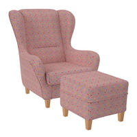 OHRENSESSEL Sofia Relaxsessel mit Hocker | Design Herzchen Rosa - Rosa, Textil (92/68/95cm) - Supellex