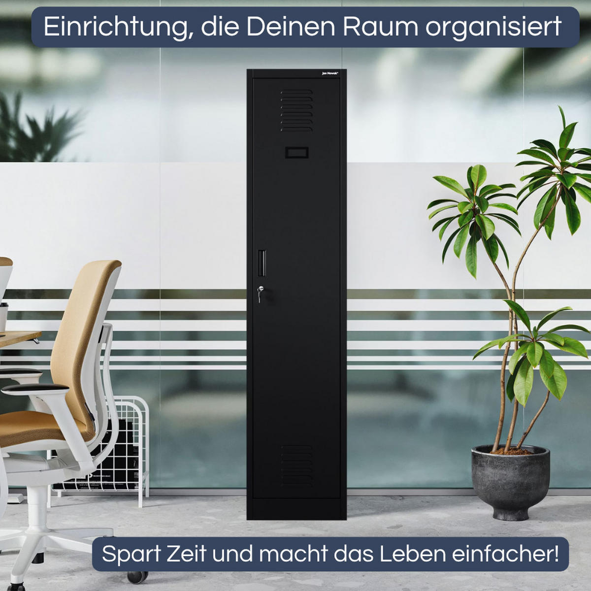 UMKLEIDESCHRANK Spind KACPER 1 Abteil 180x40x50cm Schwarz - Schwarz, Metall (40/180/50cm) - Jan Nowak
