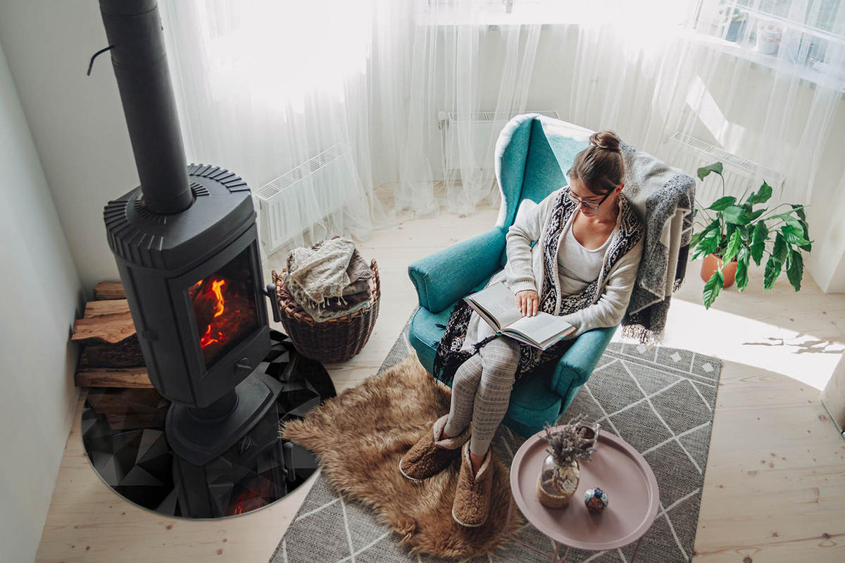 GLASPLATTE für Kamin Ø 70 cm Schwarz - Schwarz, Glas (70/70/0.4cm) - ArtPrintCave