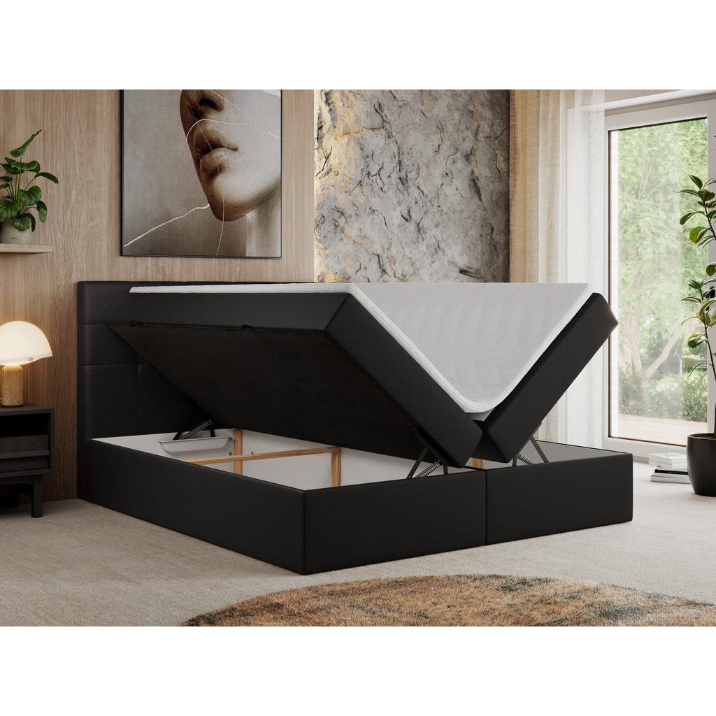 Thumbnail - MKS Boxbett, Schwarz, Textil, 1-Sitzer, H3, Rechteckig, 180x200 cm, Schlafzimmer, Betten, Boxspringbetten