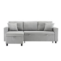 ECKSOFA L-Form mit Chaiselongue & Stauraum grau Leinen 219,5/142,5/83 cm - Grau, Textil (219.5/142.5cm) - OKWISH