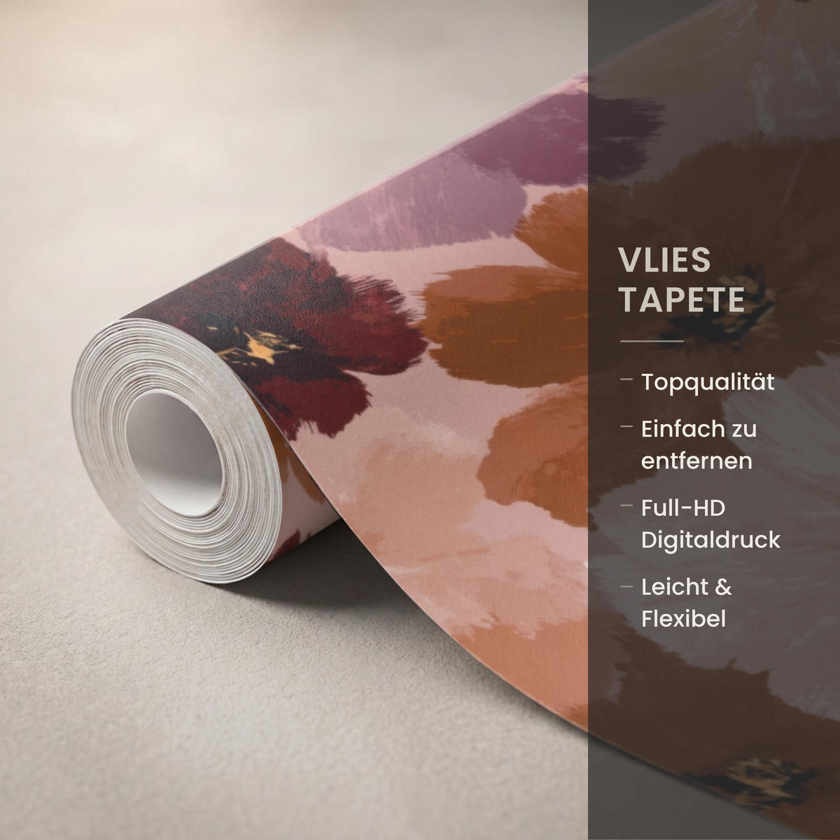 TAPETE - Blumen - Abstrakt - Erdtöne - 220x280 cm - Multicolor, Papier (220/280cm) - OnlyWow