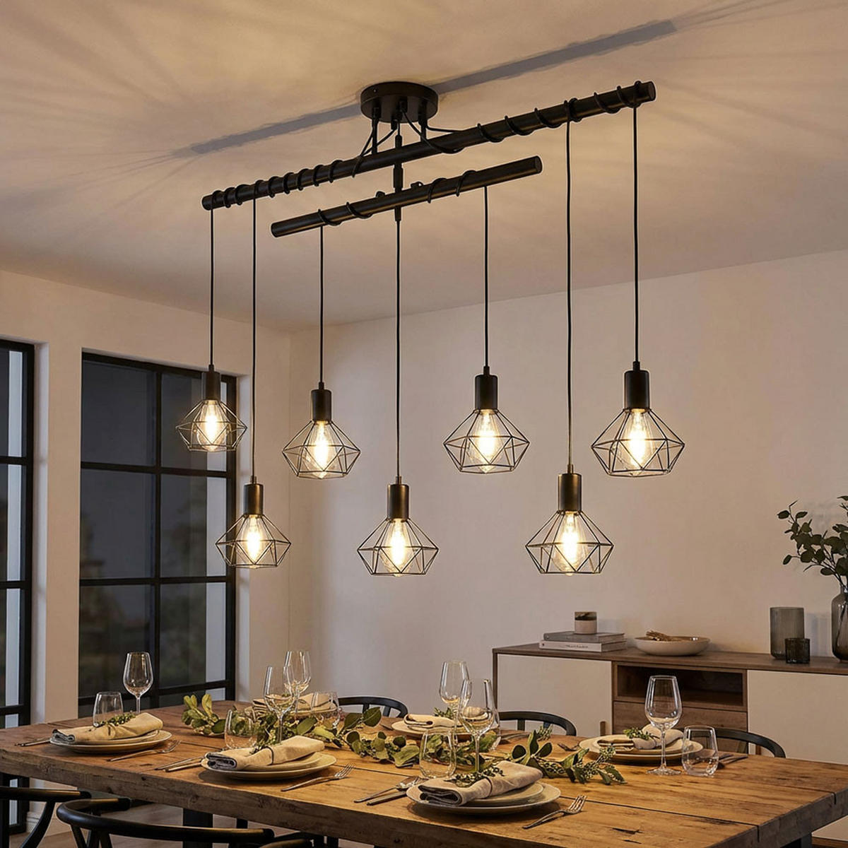 HÄNGELEUCHTE XARA I Schwarz Matt - Schwarz, Metall (100/15/100cm) - Globo Lighting