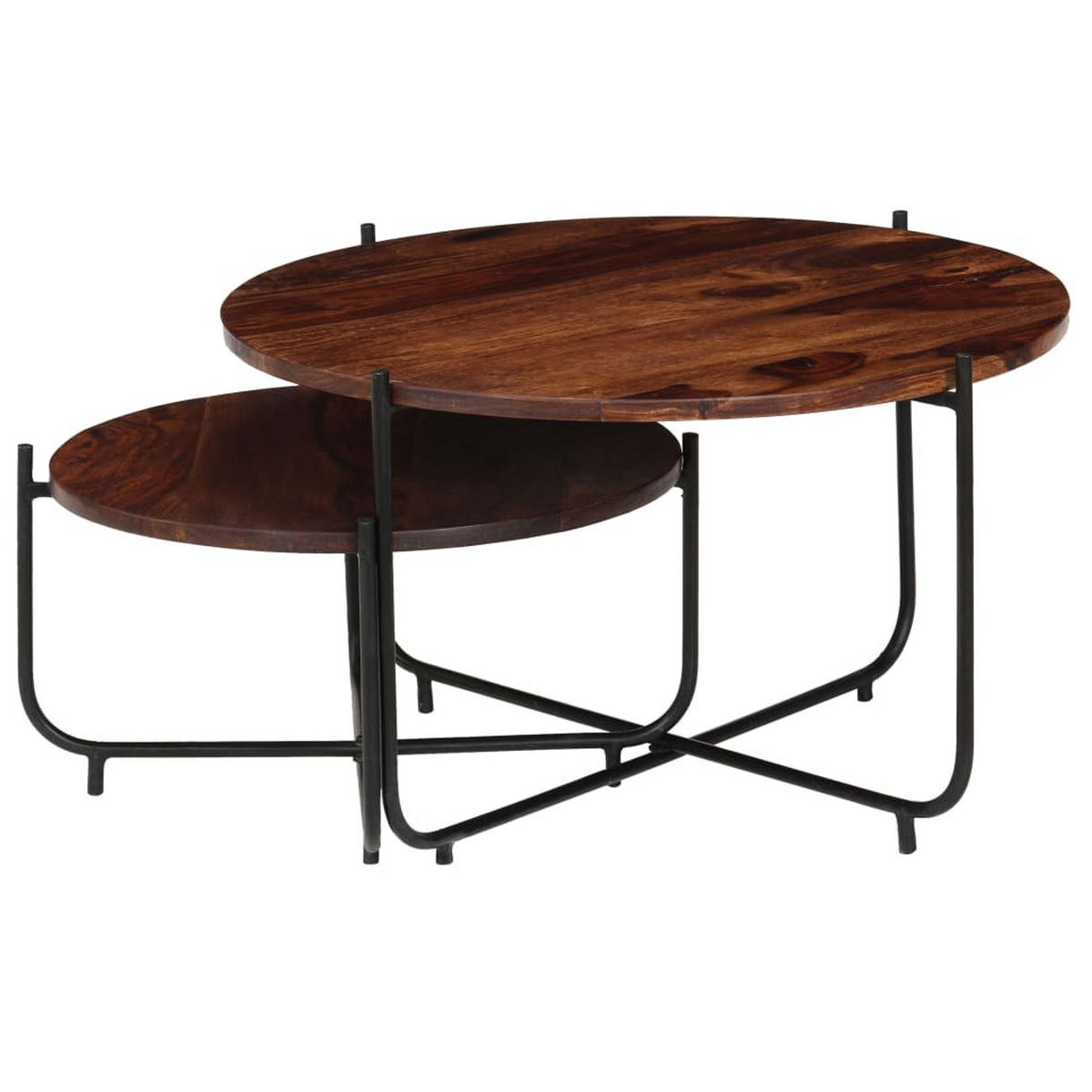 2-TLG. Couchtisch-Set Massivholz Palisander 60x35 cm - Braun, Holzwerkstoff (60/60/35cm) - furnicato