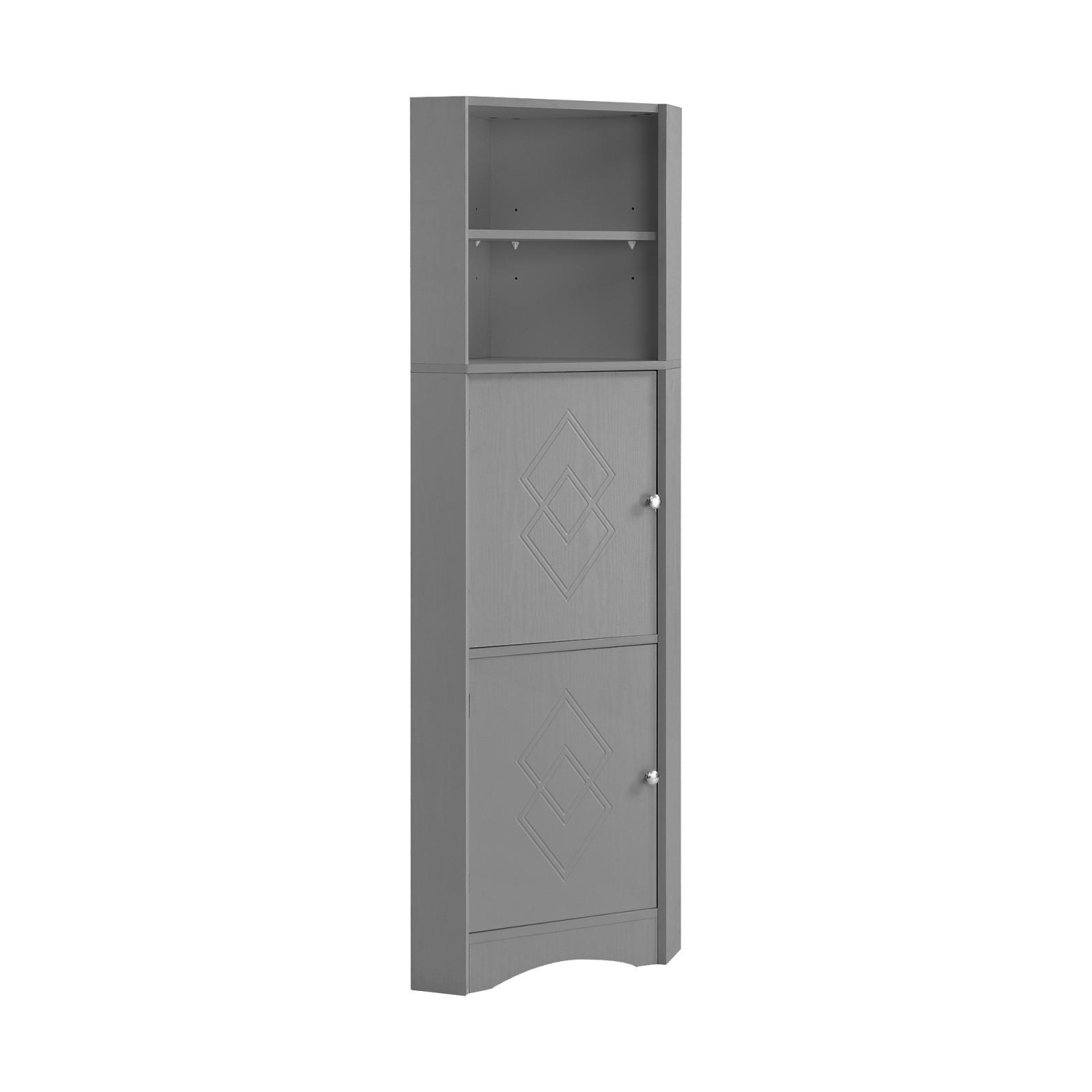 HOCHSCHRANK ,Badschrank Grau mit Türen offenen Fächern - Grau, Holz (36/155/36cm) - PARAFTA HOME