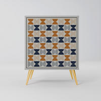 SIDEBOARD REFLECTION RANGE, Grau, 57,5x42x75,5 cm, Goldfarbene Metallfüße - Goldfarben/Multicolor, Holzwerkstoff/Metall (57.5/75.5/42cm) - SpaceRebels