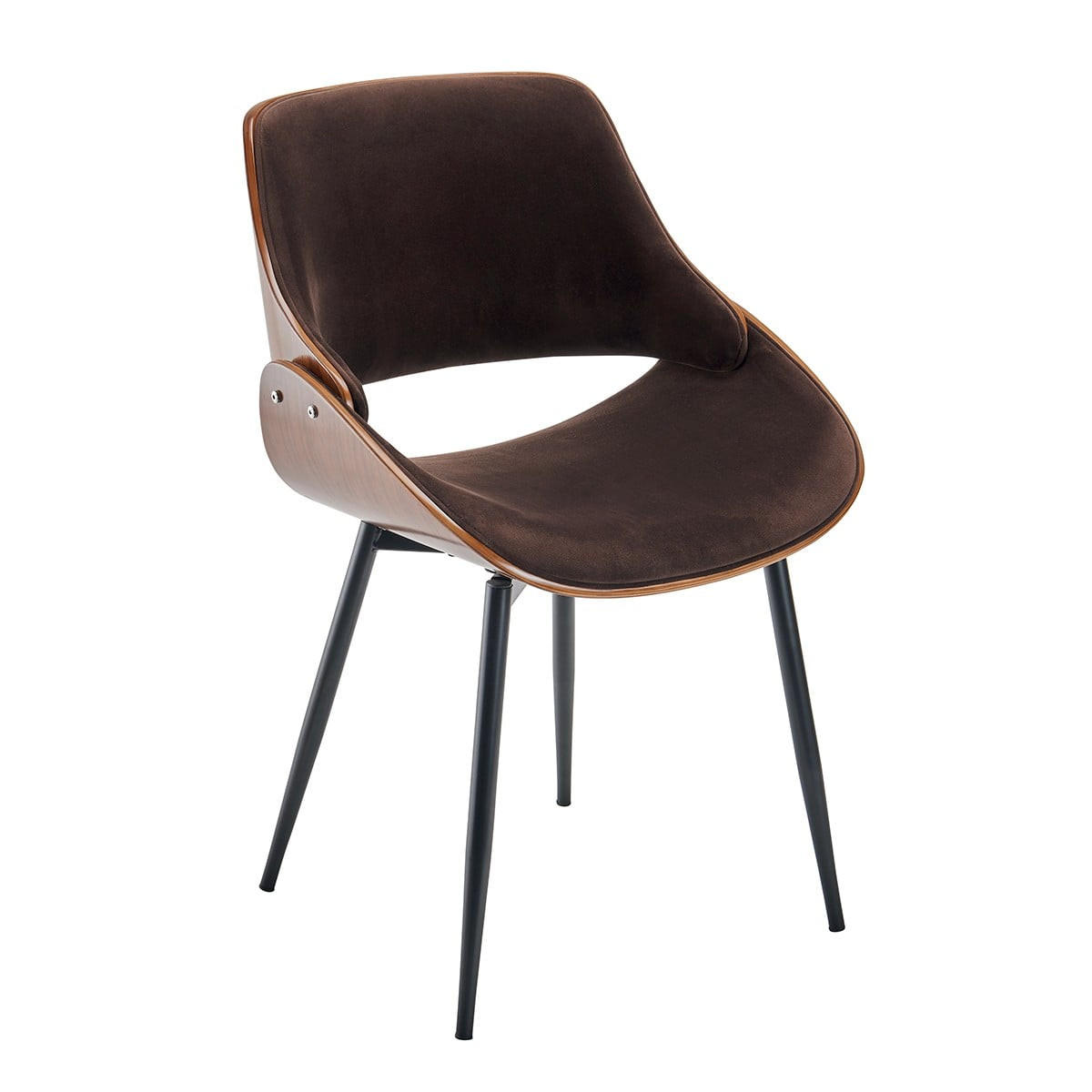 STÜHLE aus Samt-Holz-Effekt Mannix - Menge von 4 - 63/51/61 cm - Nussbaumfarben, Textil (51/61/63.5cm) - Signature