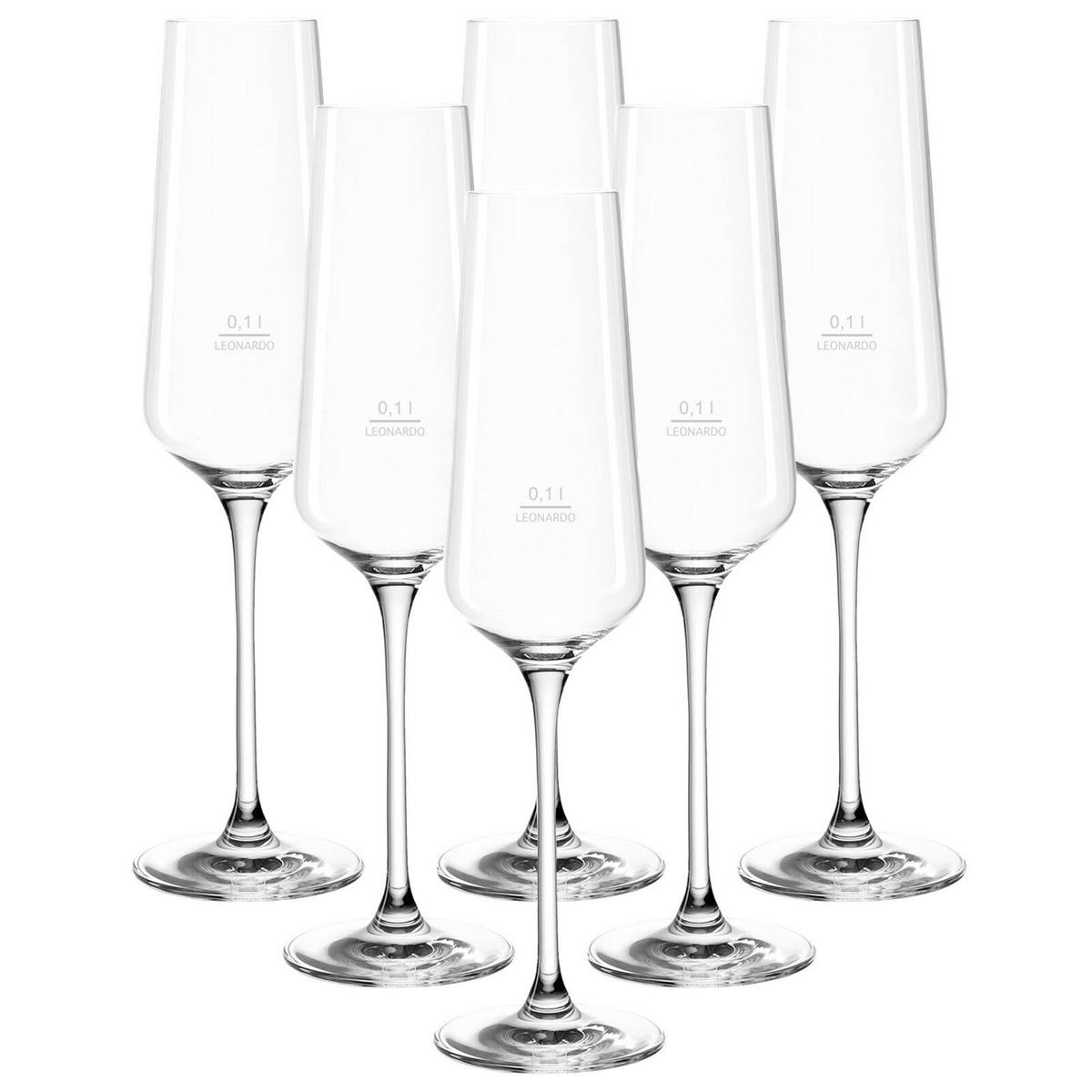 SEKTGLÄSER GEEICHT Puccini Gastro-Edition transparent 0,1 l 6er Set - Transparent, Glas (0.1L) - Leonardo Living