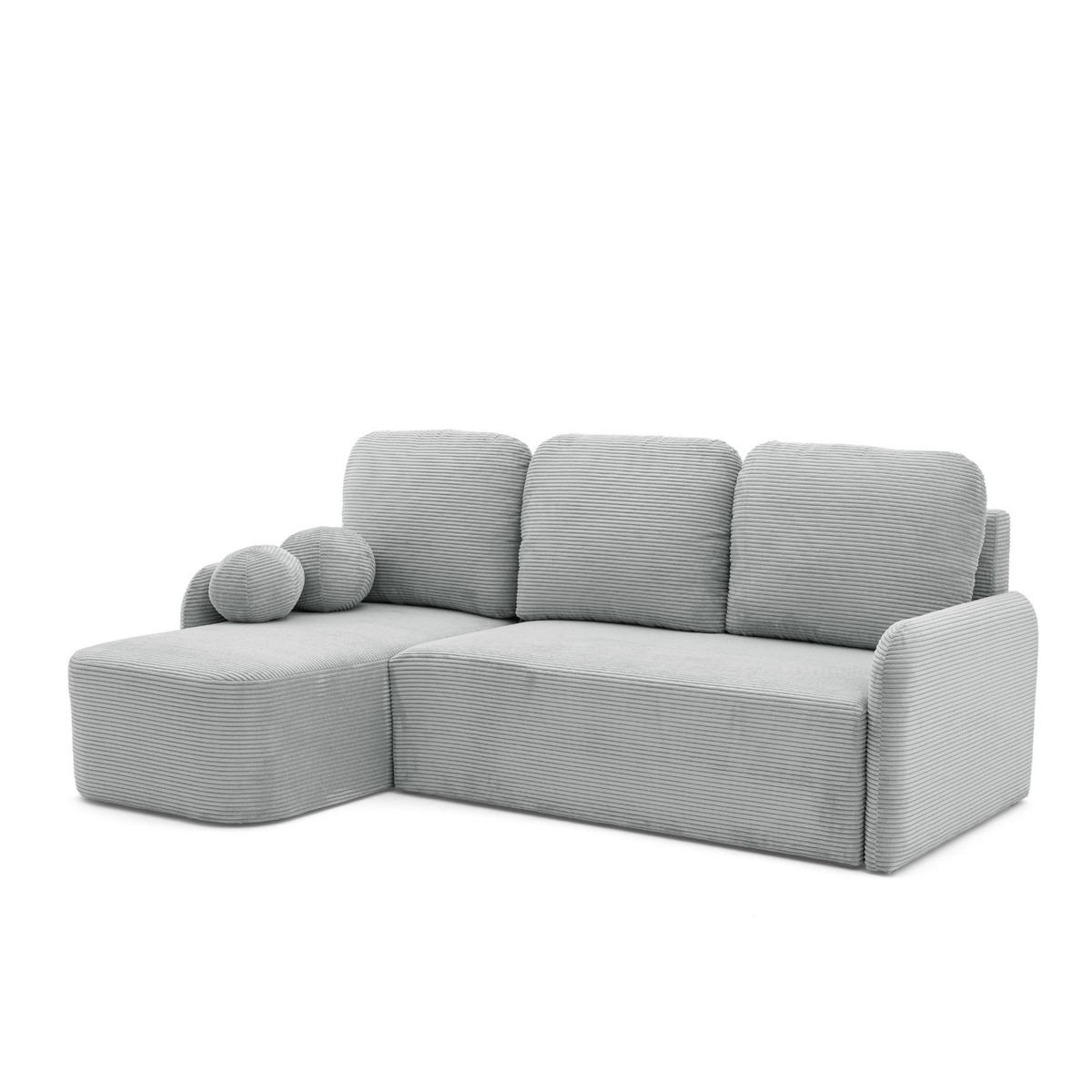 ECKSOFA CASPER L Links mit Schlaffunktion 132x198 Cord Grau - Schwarz/Grau, Holz/Kunststoff (217/145cm) - NACANAPA