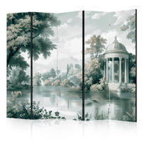 PARAVÁN Akustický 5-Dielny 225x172 cm Krajina Park a Jazero - sivá, drevo/textil (225/172/3cm) - Muralo