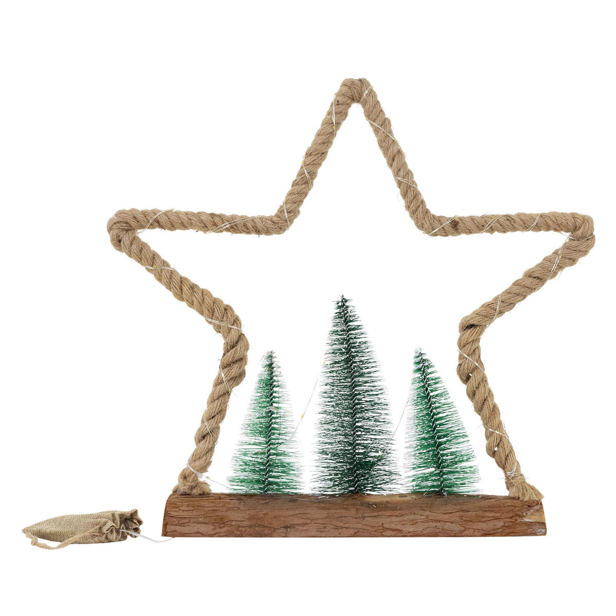 WEIHNACHT JUTE STERN - Braun, Holz (45/45/9.5cm) - ECD-Germany