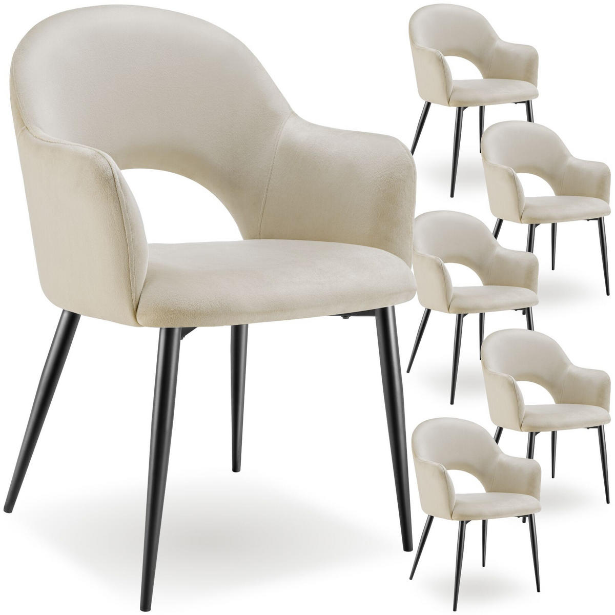 ARMLEHNSTUHL 6er Set Sachel 57 x 61 5 x 87 5 cm creme - Creme, Kunststoff (57/87.5/61.5cm) - tectake
