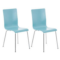 BESUCHERSTUHL 2er Set Holz hellblau - Hellblau, Holz/Metall (43/87/47cm) - CLP