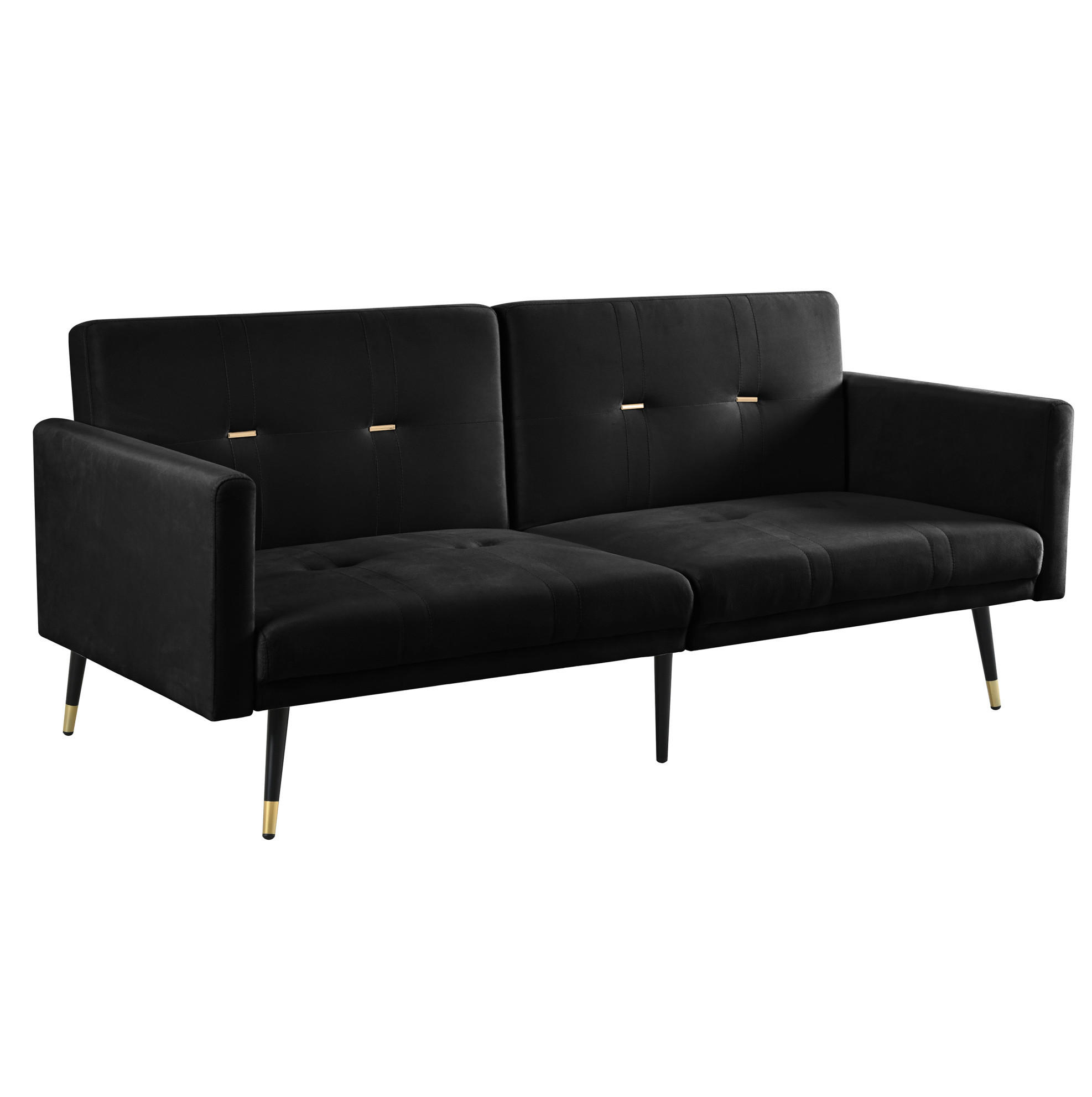 SCHLAFSOFA 2-Sitzer mit verstellbaren Rückenlehnen Samt Black - Schwarz, Holzwerkstoff (164/70/89cm) - Meubliv