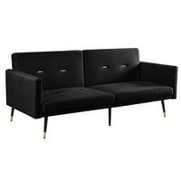 SCHLAFSOFA 2-Sitzer mit verstellbaren Rückenlehnen Samt Black - Schwarz, Holzwerkstoff (164/70/89cm) - Meubliv