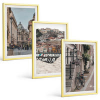 BILDER SET 3er Set - 40x60 cm Goldrahmen - Die charmanten Straßen des Hafens der Stadt - Goldfarben, Kunststoff (40/60cm) - TULUP