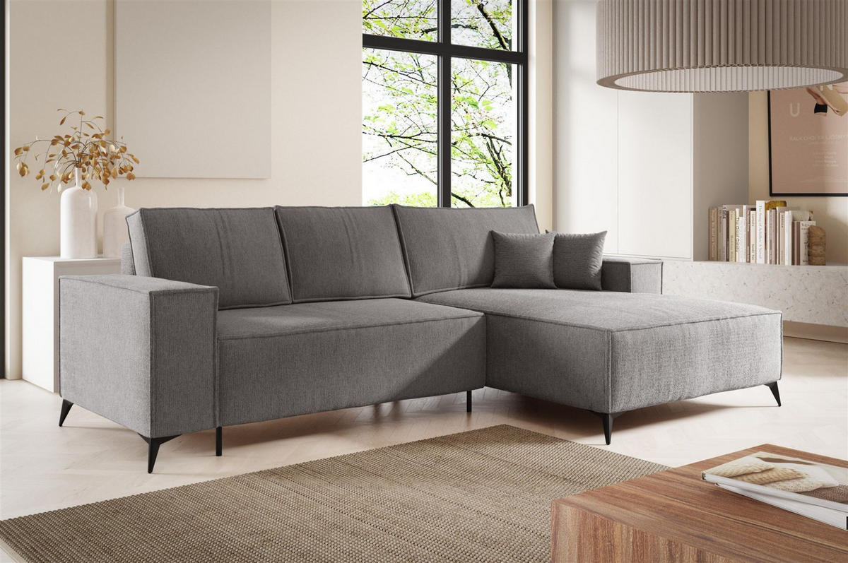ECKSOFA Fiore - Grau, Holzwerkstoff/Textil (294/185cm) - Fun Möbel