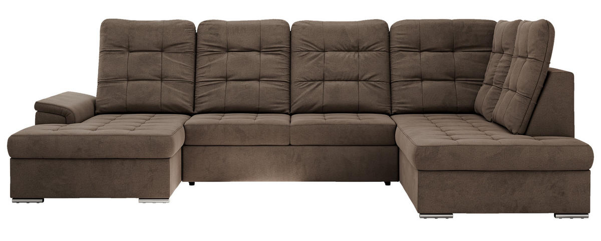 WOHNLANDSCHAFT MADRITO U - Braun Velorus - Rechts - Silberfarben/Braun, Textil/Metall (323/89/204cm) - MKS