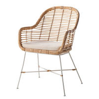 ARMLEHNENSTUHL - (inkl. Sitzkissen) - Rattan / Metall - Rattan / Weiß - Braun, Naturmaterialien/Textil (58/85/60cm) - home24