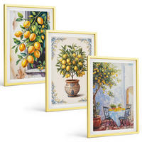 BILDER SET 3er Set - 40x60 cm Goldrahmen - Zitronenbäume Früchte Sonne - Goldfarben, Kunststoff (40/60cm) - TULUP