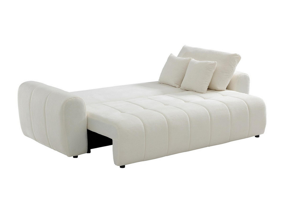 SCHLAFSOFA - 3 Personen - samt - cremefarben Badota - Creme, Kunststoff/Textil (244/90/101cm) - Vente-Unique