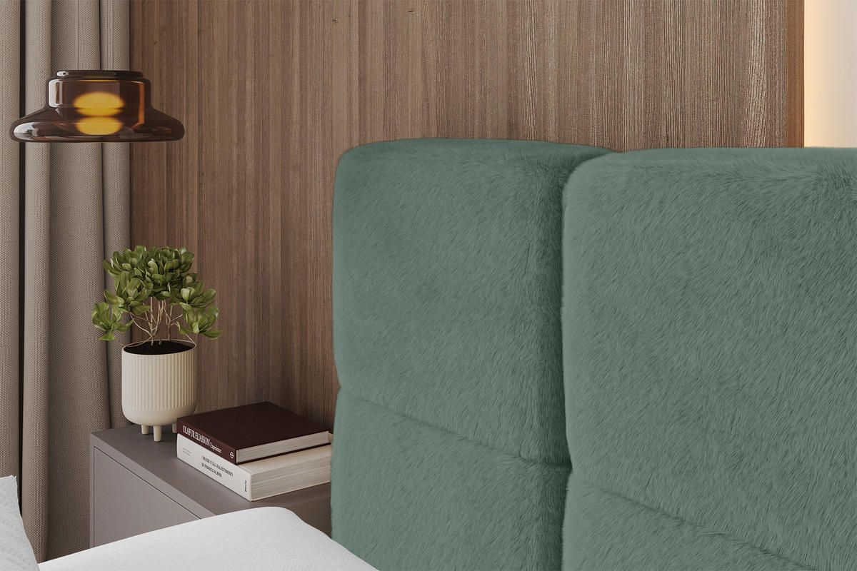 POLSTERBETT mit Bettkasten und Lattenrost mit Kopfteil, Boxbett ohne Matratze, mit Stauraum - NATA 160x200 Grün - Grün, Holzwerkstoff/Textil (160/200cm) - ALTDECOR