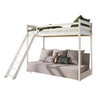 HOCHBETT mit Schlafsofa 200x140 cm in weiß und graufarben - Weiß/Grau, Holz (140/200cm) - Kids Collective