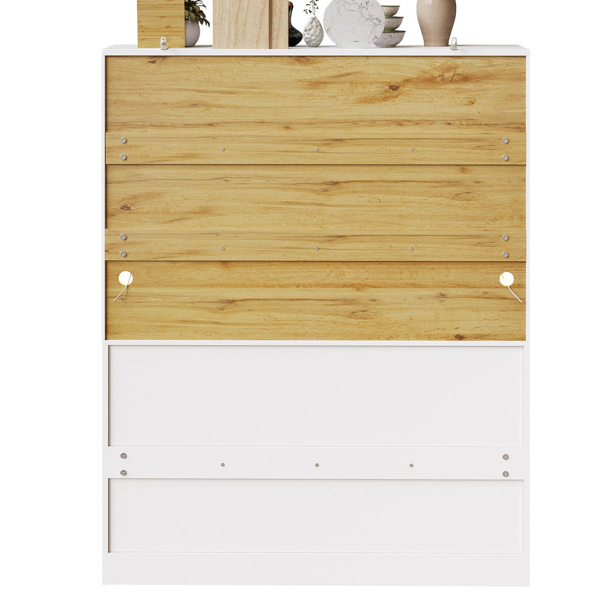 BUFFET 140/40/175 cm Weiß aus MDF mit LED-Beleuchtung - Weiß, Holzwerkstoff (140/175/40cm) - OKWISH