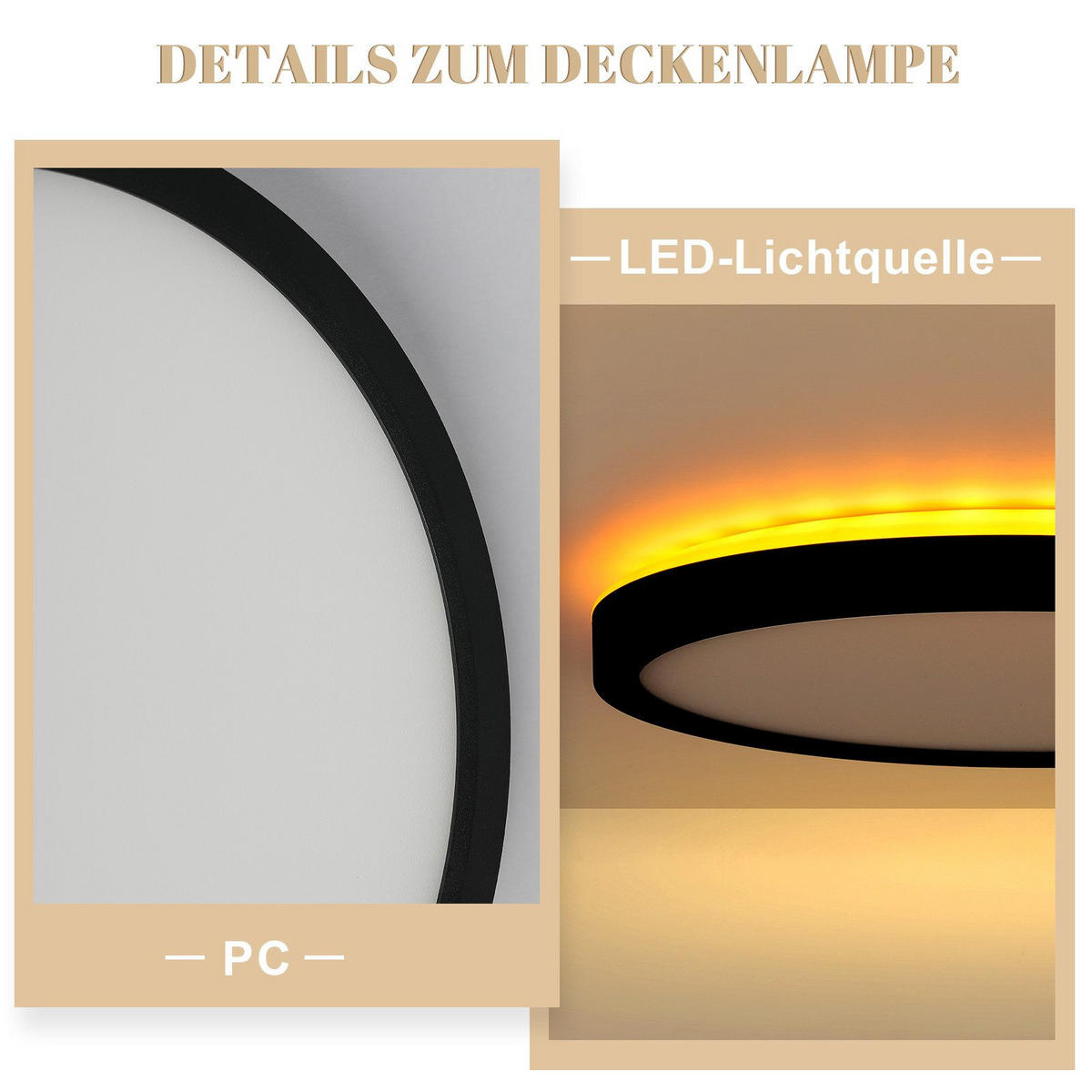 LED-DECKENLEUCHTE Maki 22/22/2.6 cm - Schwarz, Kunststoff (22/22/2.6cm) - Nettlife
