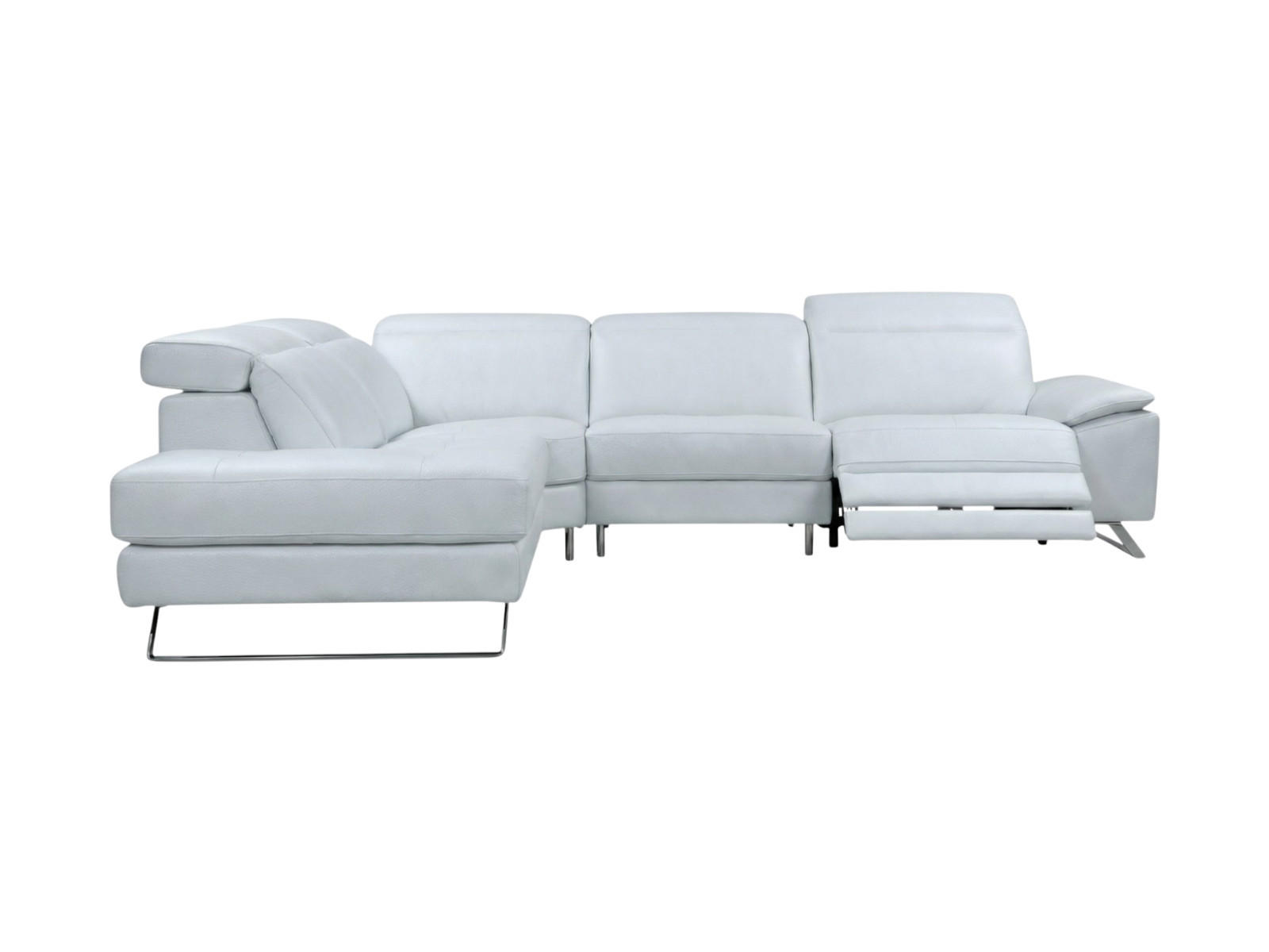 ECKSOFA Genius Echtleder mit 1 x Relaxfunktion Weiß - Weiß, Leder/Metall (230/264cm)