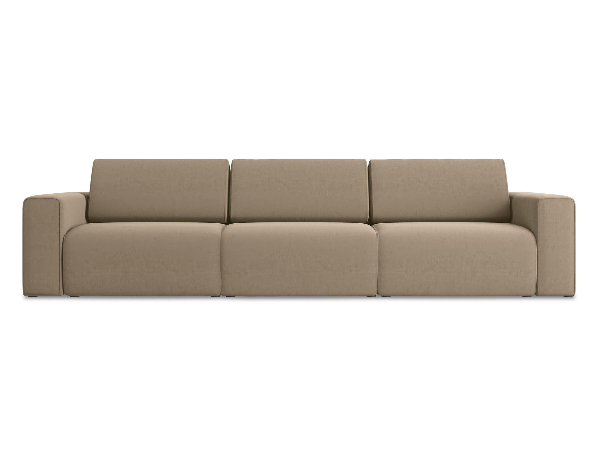 4-SITZER-SOFA Samt Stoff Beige - Beige/Schwarz, Kunststoff/Textil (314/80/103cm) - Makamii