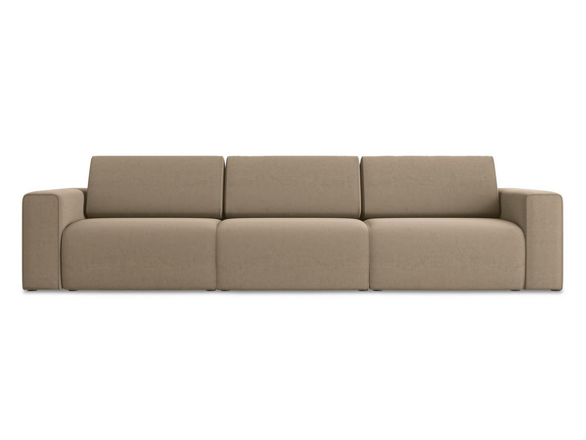4-SITZER-SOFA Samt Stoff Beige - Beige/Schwarz, Kunststoff/Textil (314/80/103cm) - Makamii