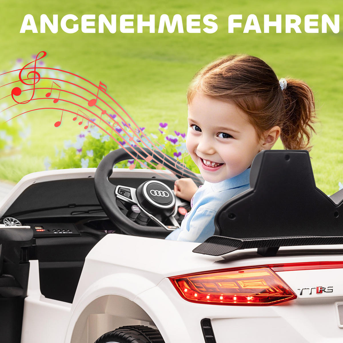 KINDER Elektroauto 12V Kinderauto mit 2,4G Fernbedienung, Musik, Weiß - Weiß, Metall (102/60/44cm) - HOMCOM