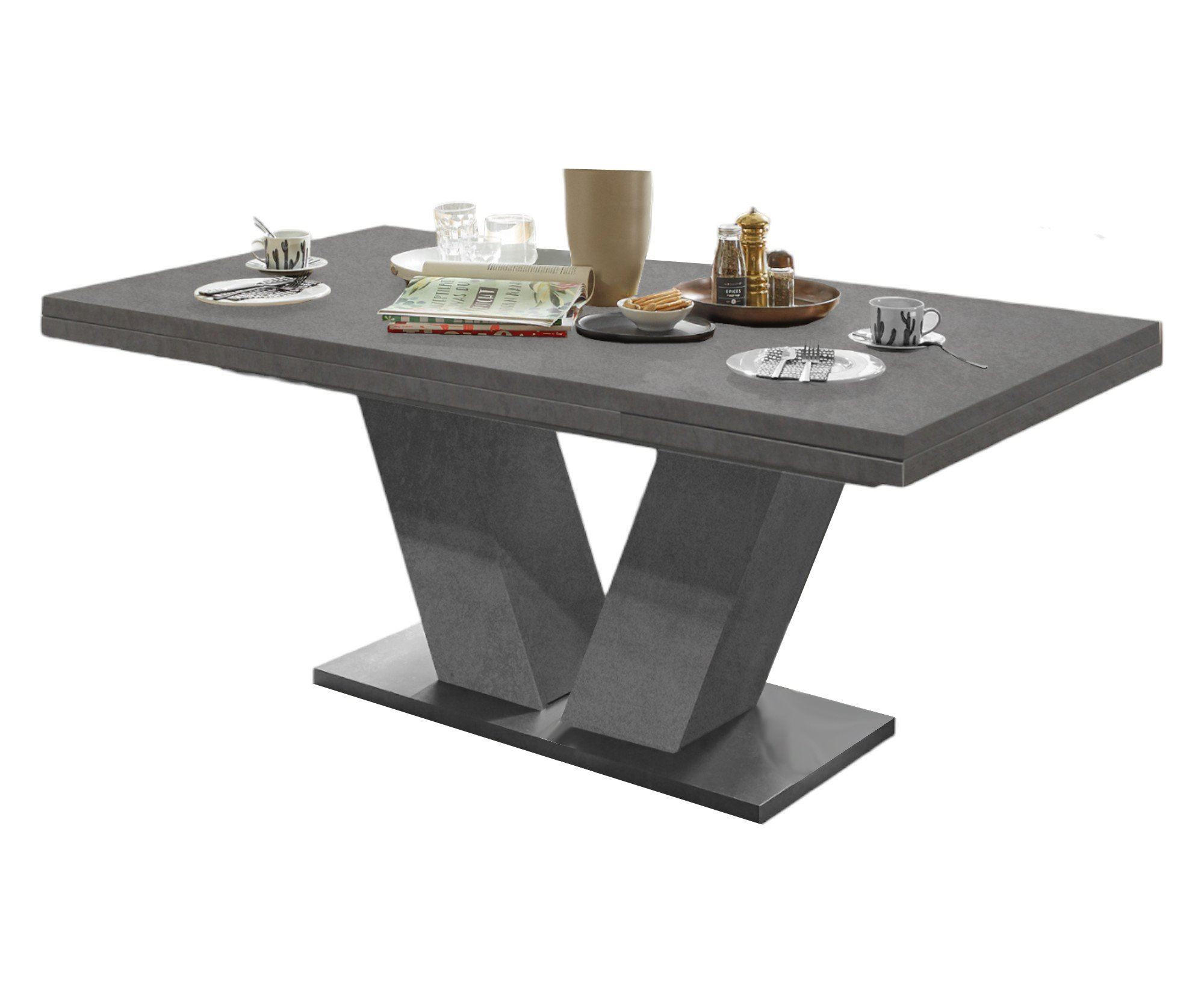ESSTISCH ausziehbar Elena 180x90x76 Graphit - Dunkelgrau, Holzwerkstoff (180/90/76cm) - 58aufmkessel