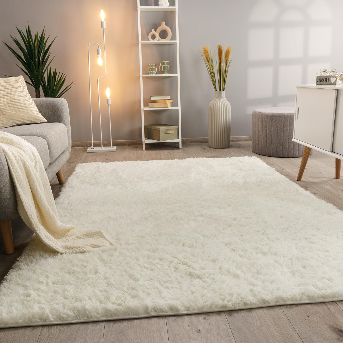 HOCHFLORTEPPICH 200/280 cm Silky 591 - Weiß, Textil (200/280cm) - Paco Home