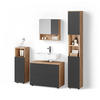 BADMÖBEL-SET Ronco Anthrazit gestreift 4 Teile, mit Schubladenschrank und Hochschrank - Eichefarben/Anthrazit, Holzwerkstoff (80/58/41cm) - Livinity®