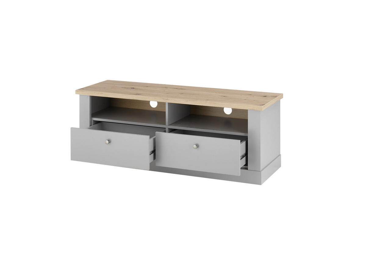 TV-LOWBOARD C14 Light Gray & Artisan Eiche 132/48/44 cm Landhaus - Grau, Holzwerkstoff (132/48/44cm) - Livojo