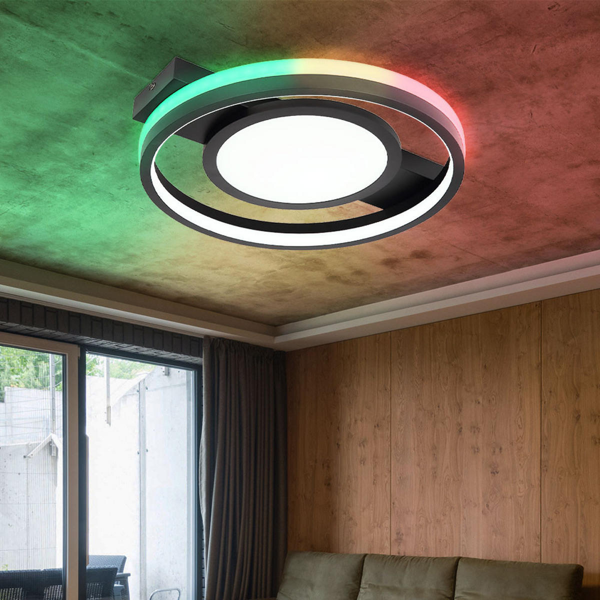 LED DECKENLEUCHTE GISELL Schwarz - Schwarz, Metall (43/40/6.8cm) - Globo Lighting