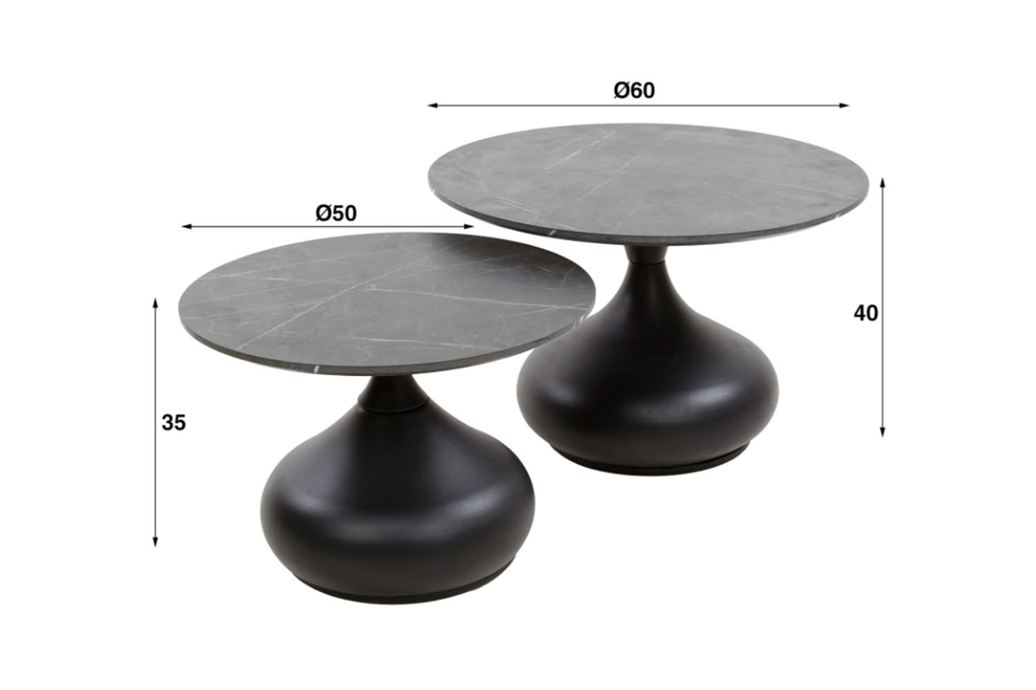 COUCHTISCH-SET PIRES Schwarz Kunststoff - Schwarz, Kunststoff/Metall (60/60/40cm) - KAWOLA