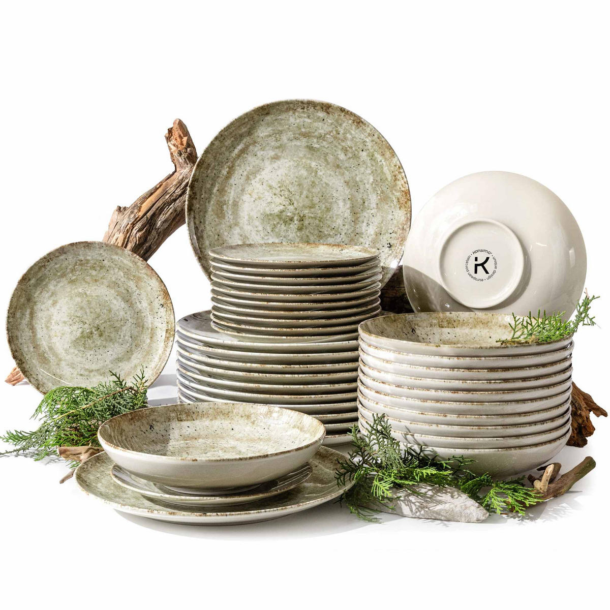 TAFELSERVICE ERATO 12 Personen 36-tlg Hartporzellan - Beige, Keramik (27.5/2/27.5cm) - KONSIMO®