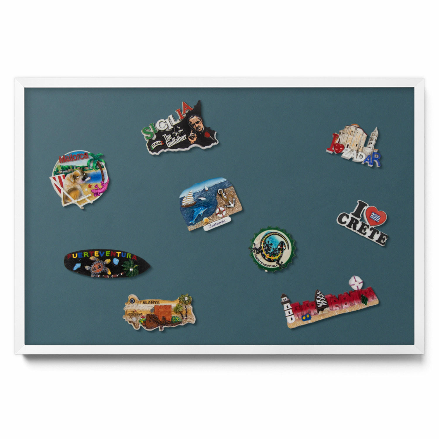 MAGNETTAFEL 60x40 cm Weißer Rahmen Dunkles Petrol - Blaugrau, Metall (60/50/0.4cm) - TULUP