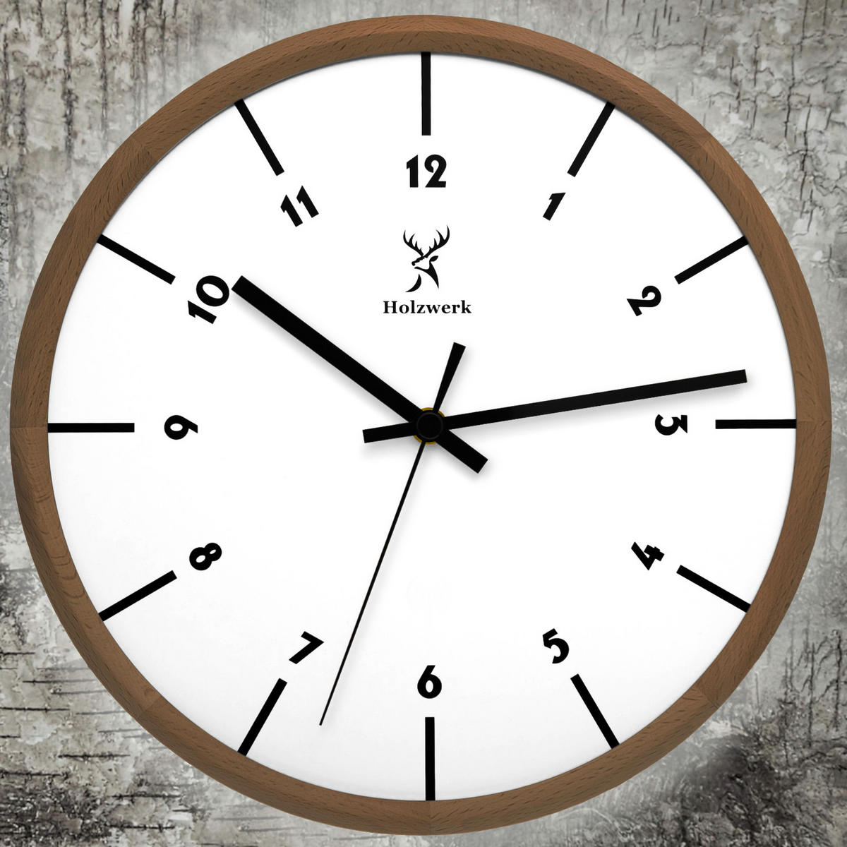 WANDUHR Holz Designer NÜRNBERG Loft Wand Uhr, braun, weiß - Schwarz/Braun, Holz/Metall (32/32/2cm) - Holzwerk