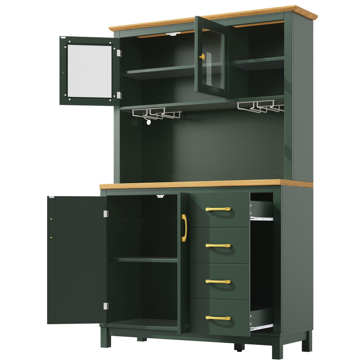 BUFFETSCHRANK 105,5/40/180 cm mit LED-Lichtleiste, App-Steuerung und großem Stauraum, Grün - Grün, Holzwerkstoff (105.5/180/40cm) - Redom