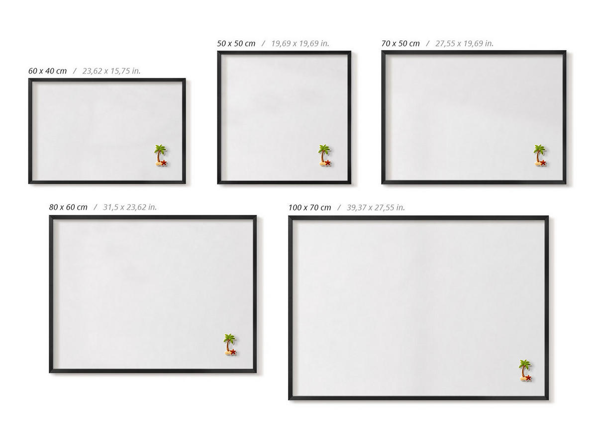 MAGNETTAFEL 70x50 cm Schwarzer Rahmen Farbe Weiß - Transparent, Metall (70/50/0.4cm) - TULUP