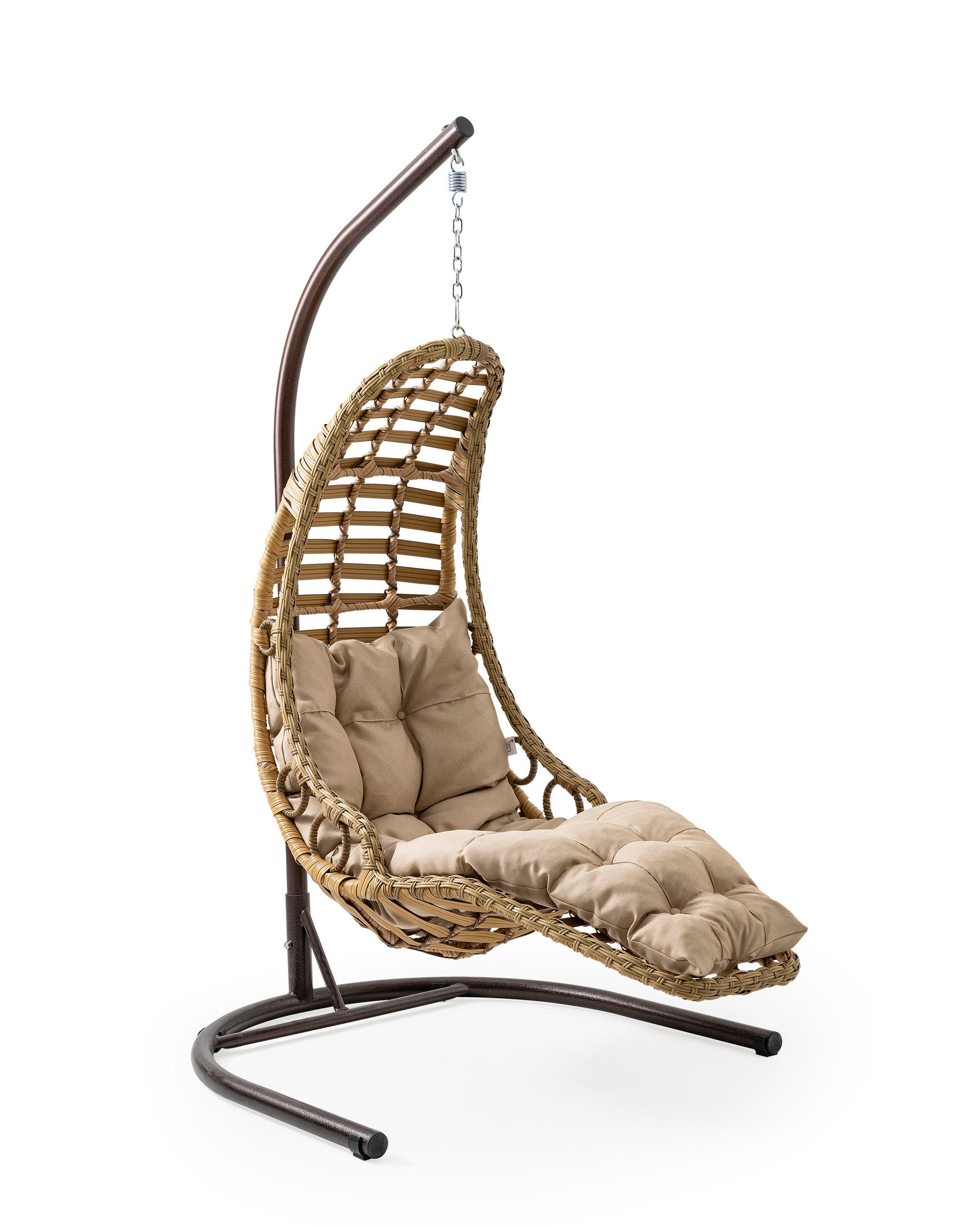 HÄNGESESSEL Gowoll Gartenschaukel Rattan mit Gestell Hängeschaukel Bodrum Hellbraun - Hellbraun, Metall (120/212/106cm) - Gowoll